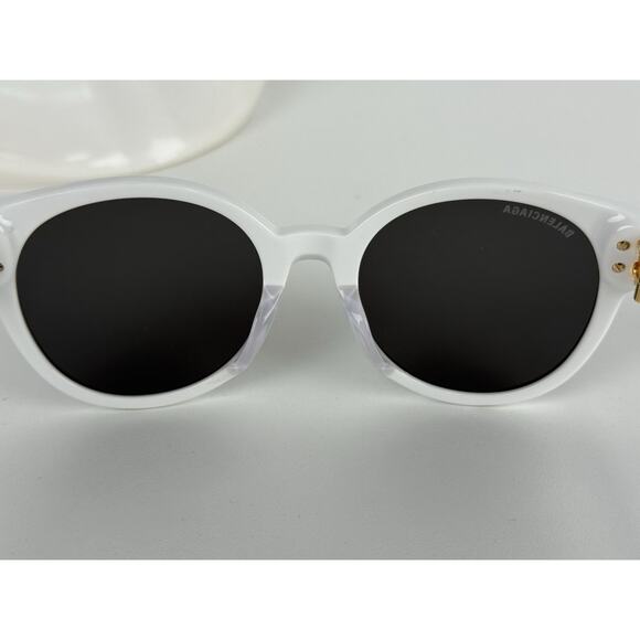 Balenciaga Sunglasses 55mm XL White Frame Gold hardware Black Lenses - Picture 6 of 6